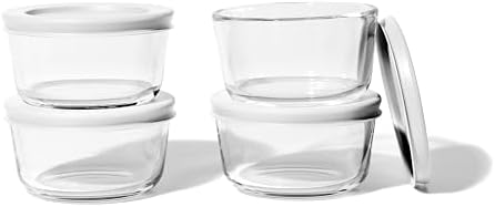 DURA LIVING 8-Piece Glass Food Storage Containers Set (4 Containers + 4 BPA-Free Lids) | 1-Cup, Leakproof | Microwave, Freezer, Oven & Dishwasher Safe | Ideal for Meal Prep & Pantry Organization