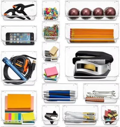 Plastic Drawer Dividers Set – Customizable Storage Bins (25 Pieces), Multi-Purpose Use – Ideal for bathroom, kitchen, office, or vanity drawers.