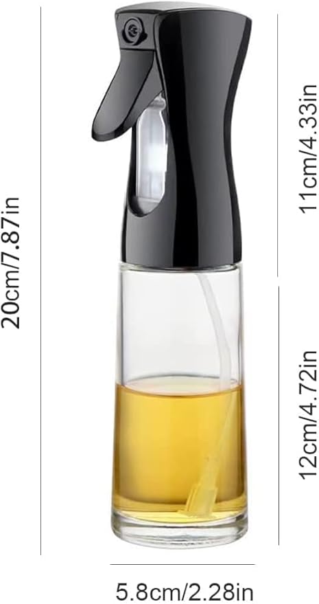Oil Sprayer for Cooking, 200ml Glass Olive Oil Spray Bottle Mister, for Air Fryer, Salad, BBQ, Baking, Frying, Refillable Dispenser for Olive, Canola, Vinegar, Pack of 2