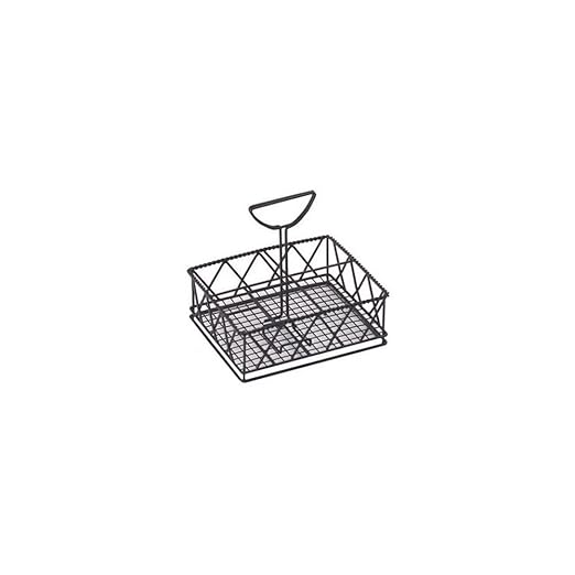 G.E.T. 4-931832 Black Metal Five Compartment Condiment Caddy Iron Powder Coated Table Caddies Collection, 9" x 7", Set of 1