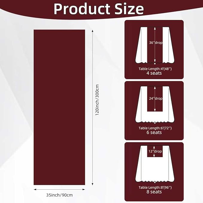 Keketoarrange Burgundy Table Runner Red Table Runner Cheesecloth Gauze 120 Inch 10 FT Rustic Boho Cheese Cloth Runner for Wedding Baby Bridal Shower Party Long Sheer Spring Home Decorations