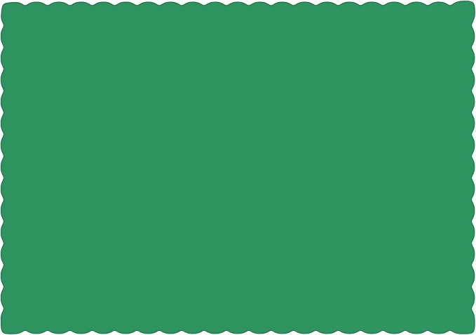 Paper Placemats - Disposable - Scalloped Edge (100, Green)