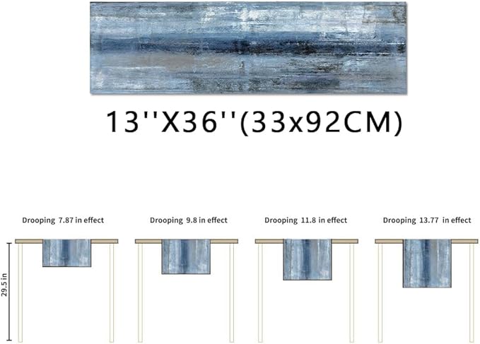Blue Grey Table Runners Modern Art Farmhouse Linen Table Runners Dresser Scarves Retro Rustic Style for Party Kitchen Dining Table Coffee Holiday Party Decor (13"x 36", Blue Grey)
