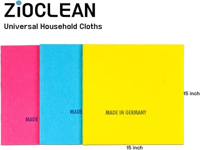15 Pack German Universal Household Color Dish Cloths inch,Wide Size Machine Washable Super Absorbent, Drying Non-Woven Fabric Viscose Kitchen Cleaning Cloth Yellow, Green, Pink