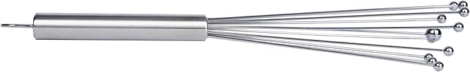 Restaurantware 10.5 in Stainless Steel Ball Whisk - 6 Pack - German Standard Egg Beater with Ergonomic Handle, Dishwasher Safe - Manual Mixer Cooking Whisk for Baking, Stirring, Sauces, Beating