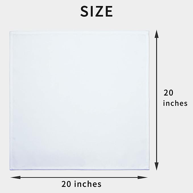 Restaurant Cloth Napkins Set of 12 Pack, Dinner Napkins Cloth Washable 20 x 20 Ins, MJS Commercial Quality, Reusable Table Napkins Cloth, Non-iron,No Fade, Easy to Remove Stains, Special white