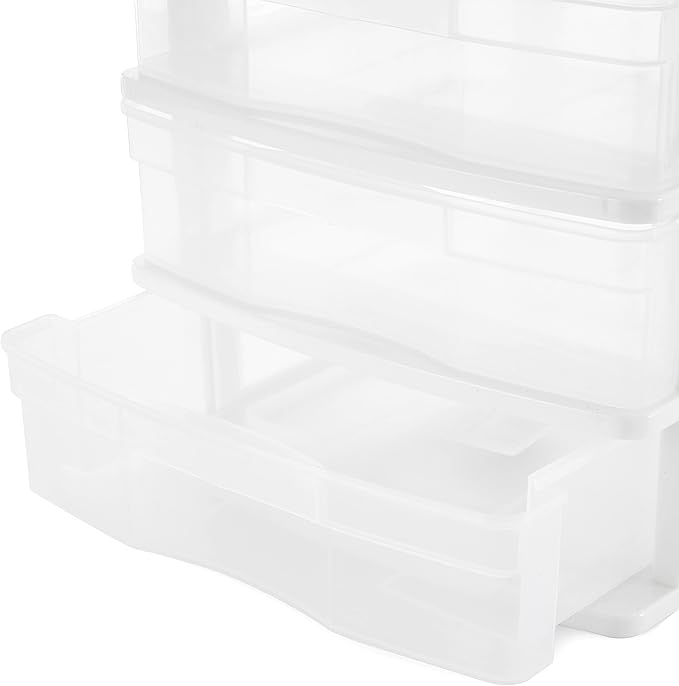Gracious Living 3-Drawer Desktop and Countertop Organizer Drawer Set, White/Clear