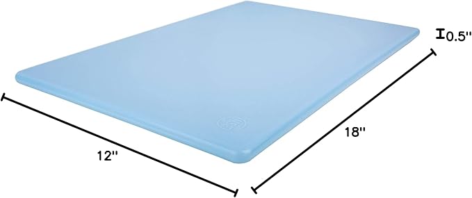 18 x 12 Large Blue Plastic Cutting Board for Fish, Seafood, Shellfish - 1/2 Inch Thick HDPP, NSF and Commercial Grade