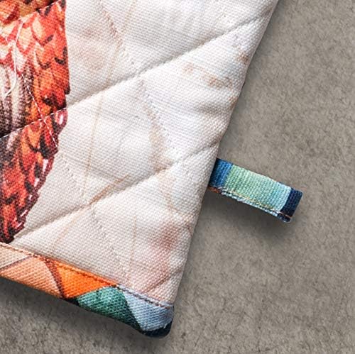 Maison d' Hermine Oven Gloves 100% Cotton Oven Mitt 7" x 13" with Loop Heat Resistant BBQ Cooking Gloves for Thanksgiving Christmas Decorations Baking Handling Hot Pans (Pack of 1, Faisan D'Automne)