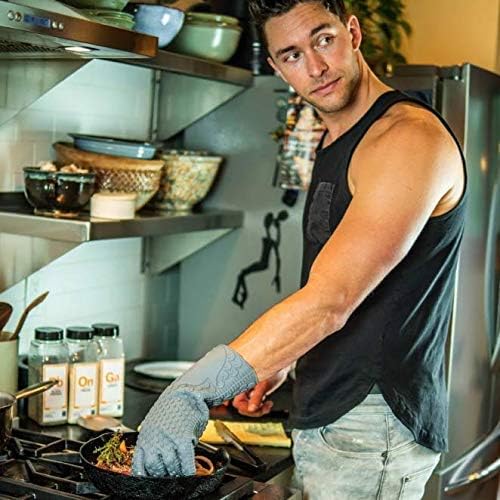 Jolly Green Products Ekogrips Premium Heat-Resistant BBQ Gloves for Cooking, Meat Handling, Kitchen, Campfire, and Dishwashing (Grey, L/XL)