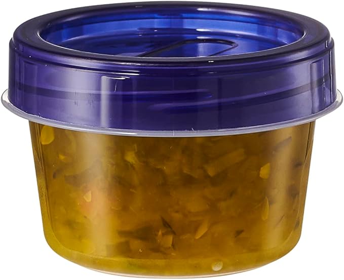 PLASTICPRO 6 Pack Twist Cap Food Storage Containers with Blue Screw on Lid- 4 oz Reusable Meal Prep Containers - Small Freezer Containers Microwave Safe Blue Plastic Food Storage