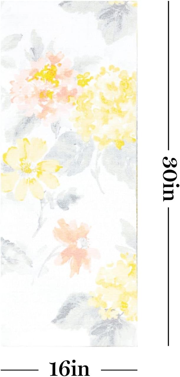 Martha Stewart Amber Floral Kitchen Towel Set 4-Pack, Yellow/Coral, 16"x28"