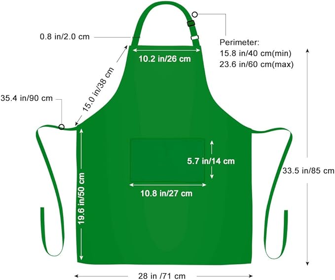Jubatus 2 Pack Bib Aprons with 2 Pockets Cooking Chef Kitchen Apron for Women Men, Green