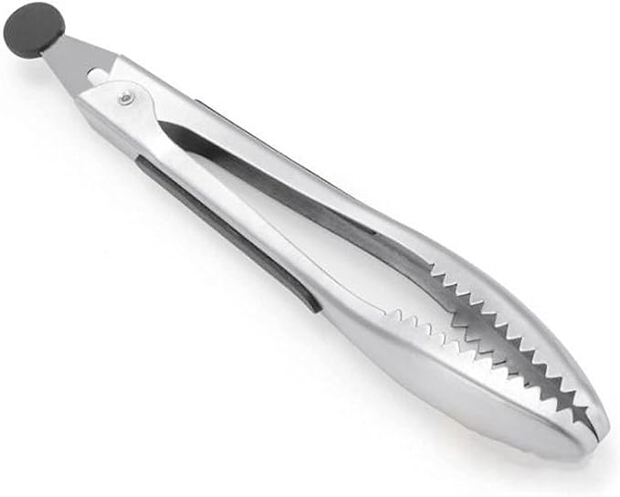 Stainless Steel Kitchen Tongs 2-Piece Set, 8.8-Inch Food Tongs, High Temperature Resistant, with Non-Slip Teeth And Non-Slip Strips, Suitable for Cooking And Grilling (Grip And Stir Food Ice Cubes)