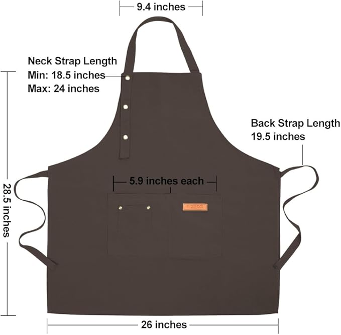 Kitchen Cooking Apron for Women Men with Big Pockets Canvas Waterproof Aprons for Server Pottery Artist Chef Apron