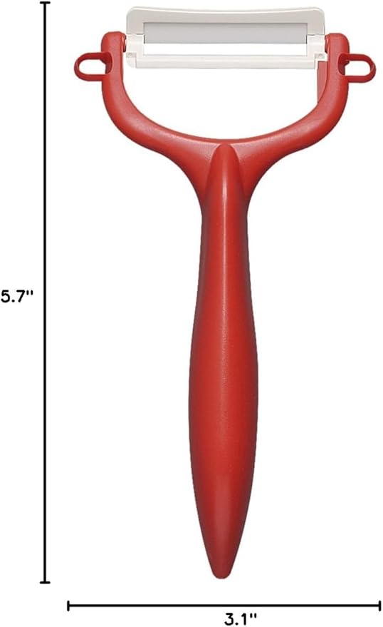 Kyocera CP-99 RD Ceramic Peeler, Rust Free, Easy to Clean, Red T-Shaped Type, Light and Sharp to Use, Lasting Sharpness, No Chance, Disinfecting Bleaching, Made in Japan