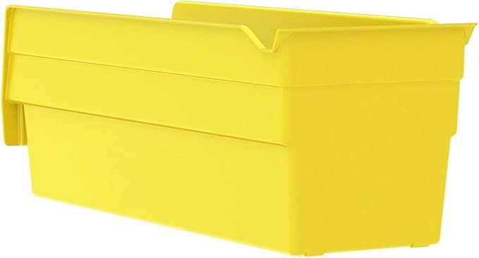 Akro-Mils 30120 Plastic Shelf Bins, Heavy Duty Storage Bins for Garage, Closet, and Drawer Organization, 12" x 4" x 4", Yellow, 24-Pack