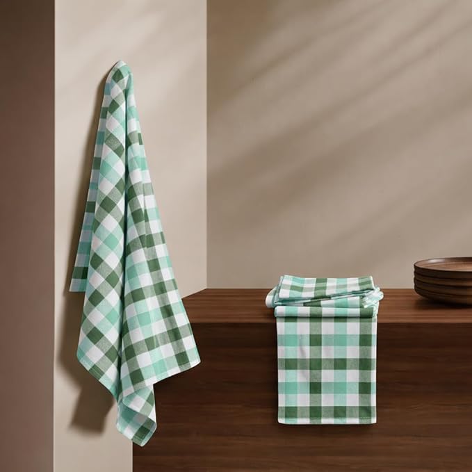 Gingham Check Cloth Napkins 12 Pack, 18x18 Inch, Reusable Dinner Table Linens, Washable Fabric Napkins for Entertaining, Celebrations, Formal Meals - Mint Green, Aqua Green, White