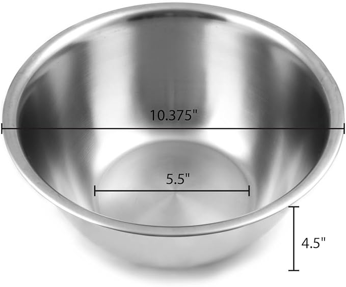 Fox Run Stainless Steel Mixing Bowl, Set of 3 Nesting Mixing Bowls, 4.25, 6.25, and 10.75 Quarts