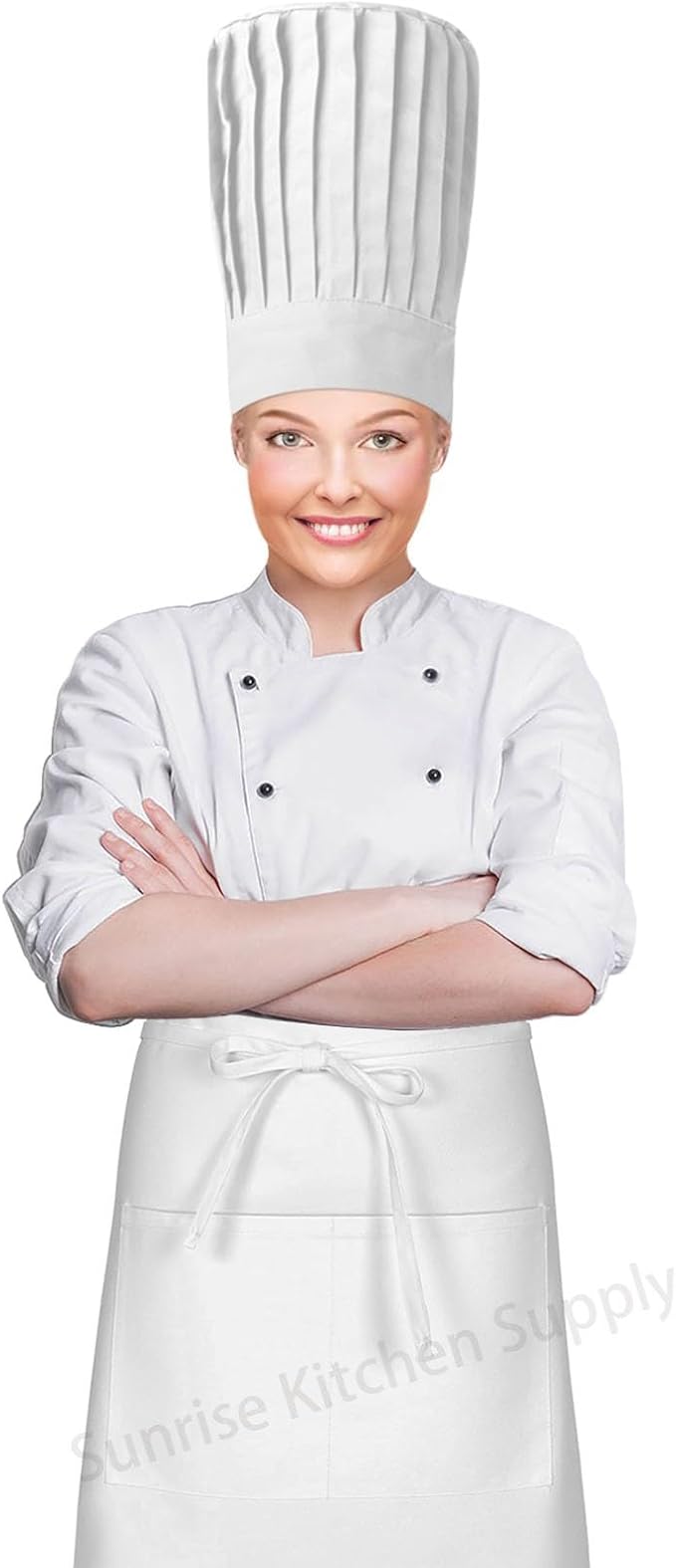 SUNRISE Kitchen Supply White Half Bistro Apron, 19" L By 27" W