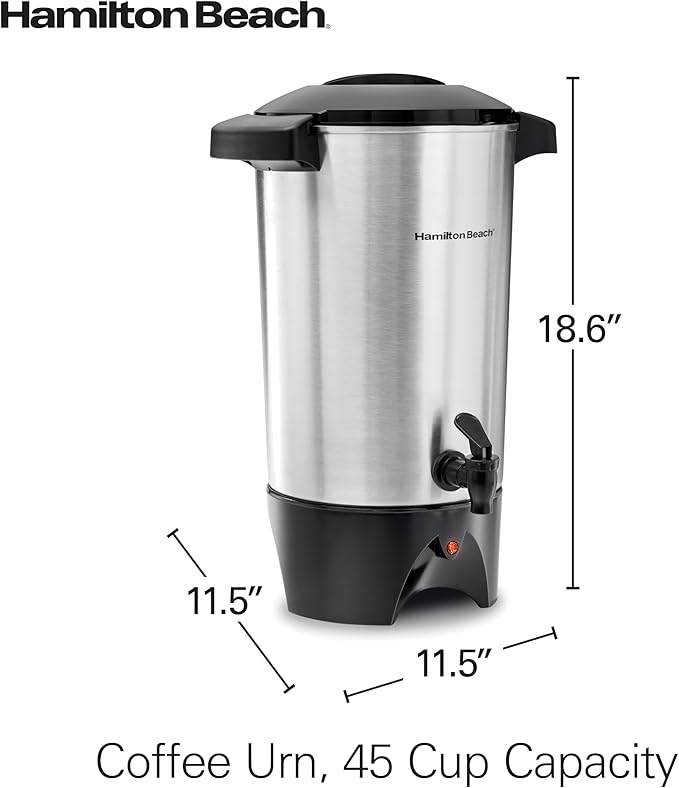 Hamilton Beach 45 Cup Coffee Urn and Hot Beverage Dispenser, Silver