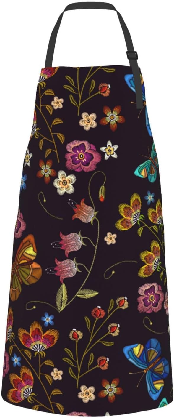Perinsto Waterproof Apron With 2 Pockets Kitchen Chef Aprons Bibs For Cooking Baking Painting Gardening Grooming