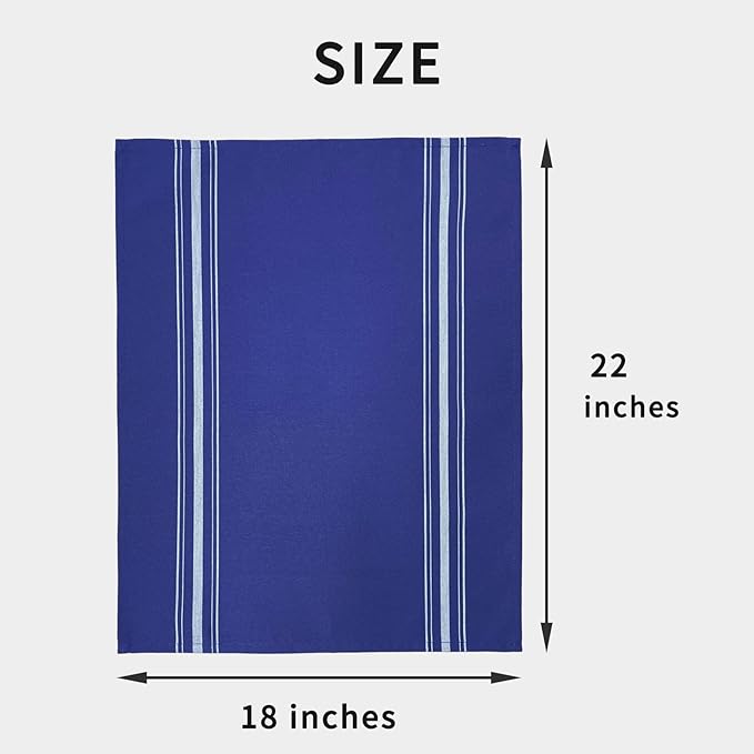 Bistro Restaurant Stripe Cloth Napkins Set of 12, Commercial Quality 18 x 22 Inches, MJS Linen Dinner Napkins Cloth Washable, Solution Dyed, Never Fade, Soil Release, Royal Blue White Stripes