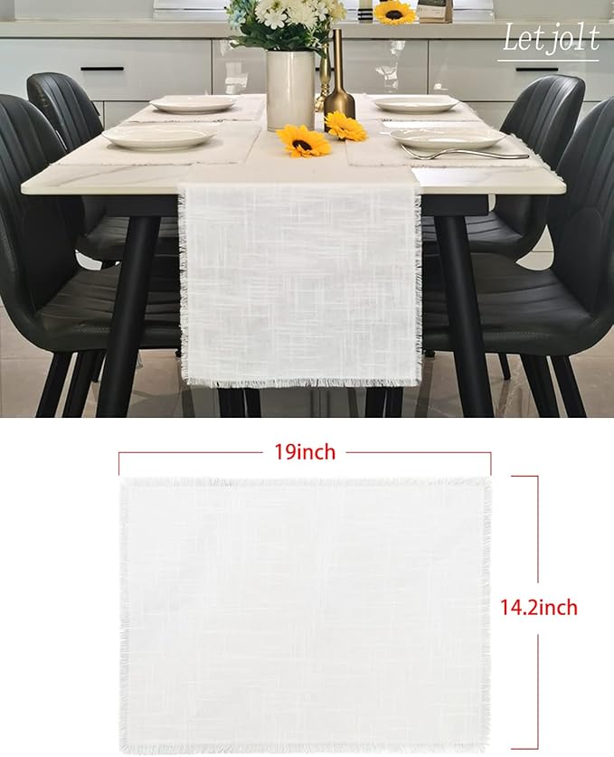 Letjolt White Placemats Farmhouse Cotton Linen Place Mats Set of 4 Home Kitchen Dining Table Decor