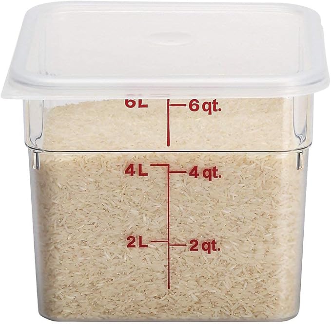 Cambro 6SFSCW135 Camsquare Food Container, 6-Quart, Polycarbonate, Clear, NSF(only container) (Pack of 4)