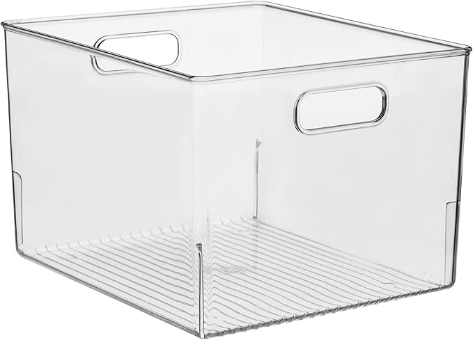 iDesign Storage Bins with Handles - Organize Kitchen, Bathroom, or Home Office - Set of 8 - Clear