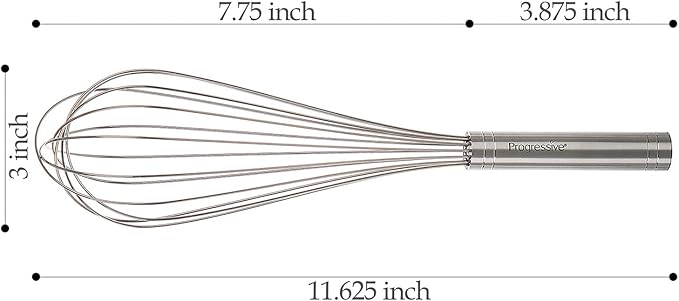 Progressive International Prepworks by Progressive 12" Balloon Whisk, Handheld Steel Wire Whisk Perfect for Blending, Whisking, Beating and Stirring, BPA Free, Dishwasher Safe, Stainless Steel