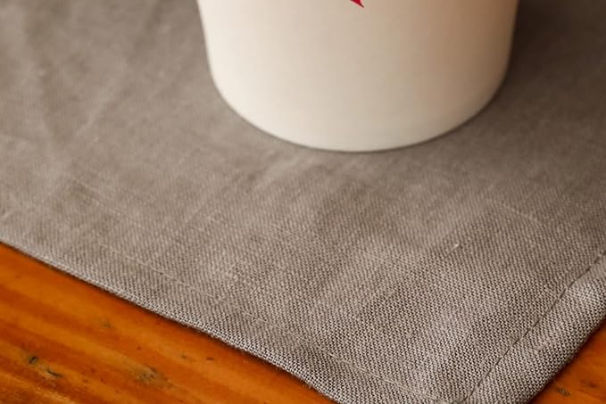 Cocktail Napkins 6 x 6 Inch Taupe Grey - 12 Pack, 100% Pure Linen Dinner Small Bar Napkin Cloth Coasters with Hemmed Edges, Durable&Washable, Perfect for Beverage, Party, Dessert, Coffee