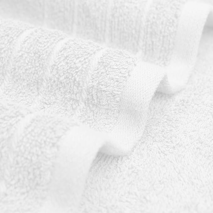 RIVERSIDE Pack of 4 Premium Extra Large White Bath Towels 30 x 60 Inches, 100% Cotton, Super Soft & Highly Absorbent, Larger & Lighter Weight, Quicker to Dry, Perfect for Bathroom