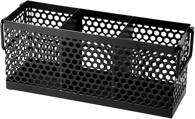 Kitchen Utensil Holder with 3Compartments Metal Mesh Silverware Caddy Organizer with Sturdy iron Base for Kitchen Countertop,White Cooking Utensil Crock