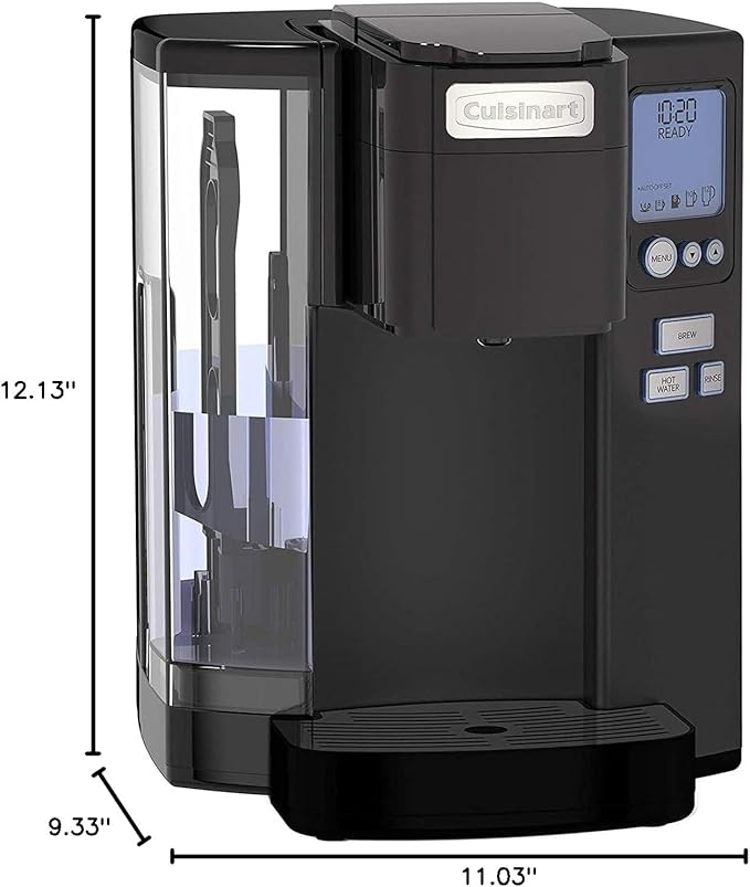Cuisinart Coffee Maker, Single Serve 72-Ounce Reservoir Coffee Machine, Programmable Brewing & Hot Water Dispenser, Stainless Steel, Black