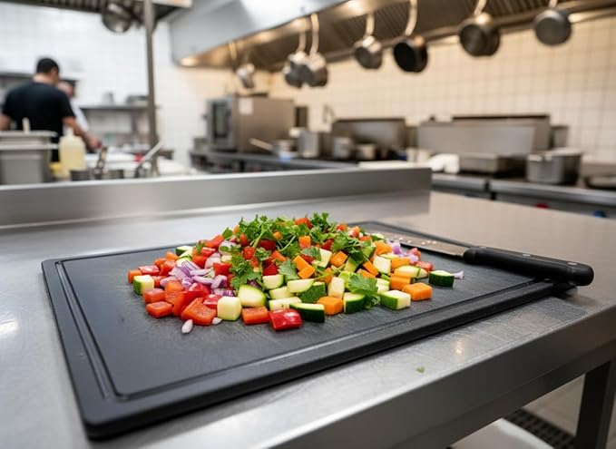 Thirteen Chefs Black Cutting Board with Juice Groove - Large 18 x 12 Inch for Meat, Grilling, BBQ and Carving, Restaurant Grade HDPE 1/2" Thick Plastic