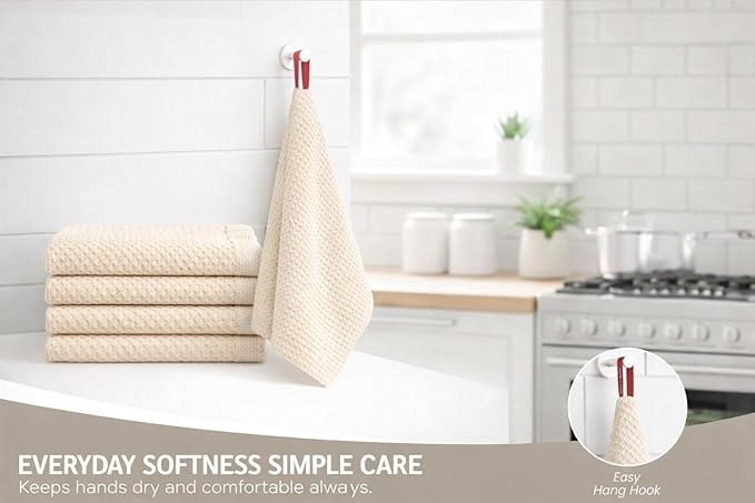100% Cotton Waffle Kitchen Dish Cloths 6-Pack– Ultra Absorbent & Quick Dry, Counters & Kitchen Use – Soft, Durable & Lint-Free13.50X13.50 inches (Off-White)
