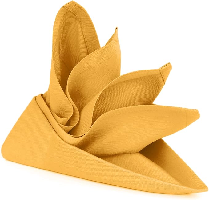 Yellow Cloth Napkins Set of 6,Made of 100% Cotton,18x18 inch,Nostalgic Table Decorations, Soft,Comfortable and Reusable (Mustatrd)