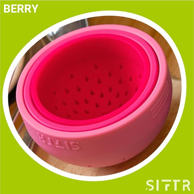 (PINK) Nesting Can Strainer Mini Colander Set - Space Saving Small Colanders and Strainers - Multi Use Kitchen Gadget - Silicone Can Strainer