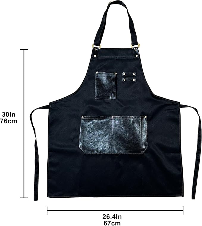 Barista Tools Apron for Women Hairstylists Servers Waterproof Canvas Kitchen Apron with 3 Pockets for Cooking Gardening