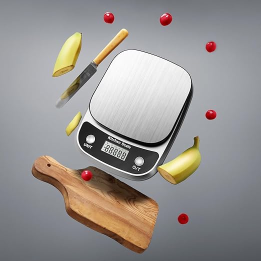 GRAM PRES Food Kitchen Scale Digital Weight Grams and Oz,Professional Digital Kitchen Food Scales 10kg/1g for Weight Loss Dieting Baking Cooking,Stainless Steel Weighing Platform,LCD Display