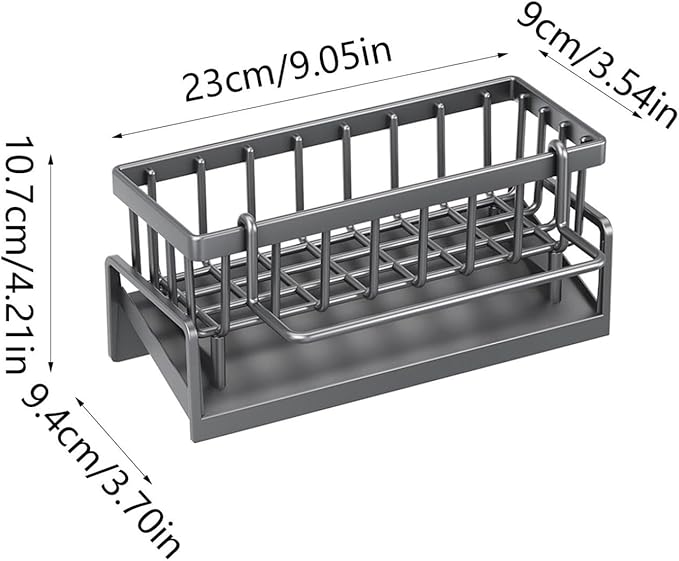 Sponge Kitchen Sink Caddy Organizer Brush Sink Sponge With Auto Draining Tray, Self Drain Dish Soap Caddy, 9.05" Lx4.33 Wx3.93 H (gray)