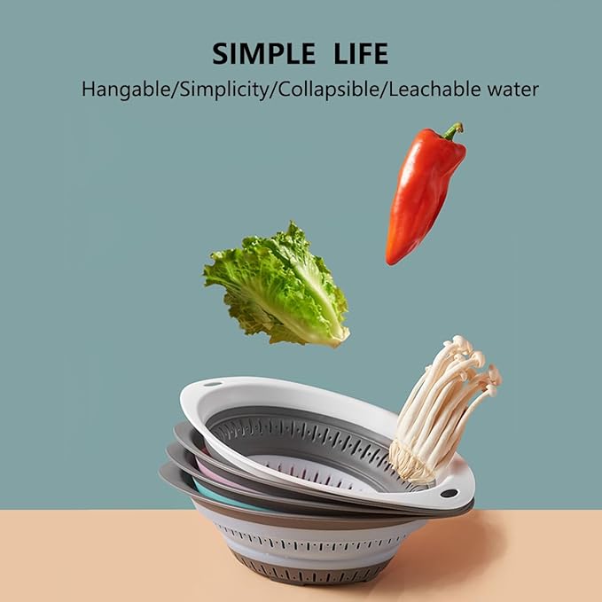 Collapsible Colander and Strainer,Silicone Strainer Colanders & Food Strainers,for Vegetable and Fruit, Kitchen Essentials (2, Pink, 2.5L+2.5L)
