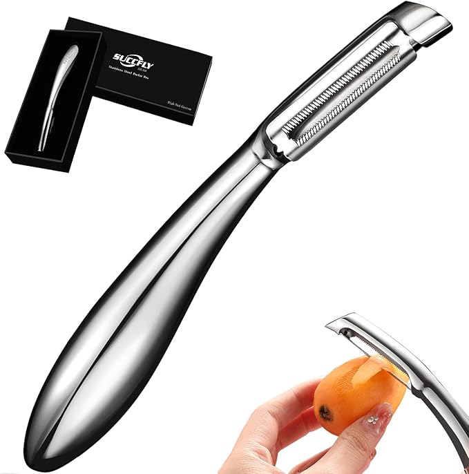 SUCCFLY Potato Peeler Stainless Steel, Premium Vegetable Peelers for Kitchen, Fruit & Veggie Peeler, Carrot Cucumber Apple Peeler,Ultra Sharp Serrated Blade,Ergonomic Non-Slip Handle (5-year warranty)
