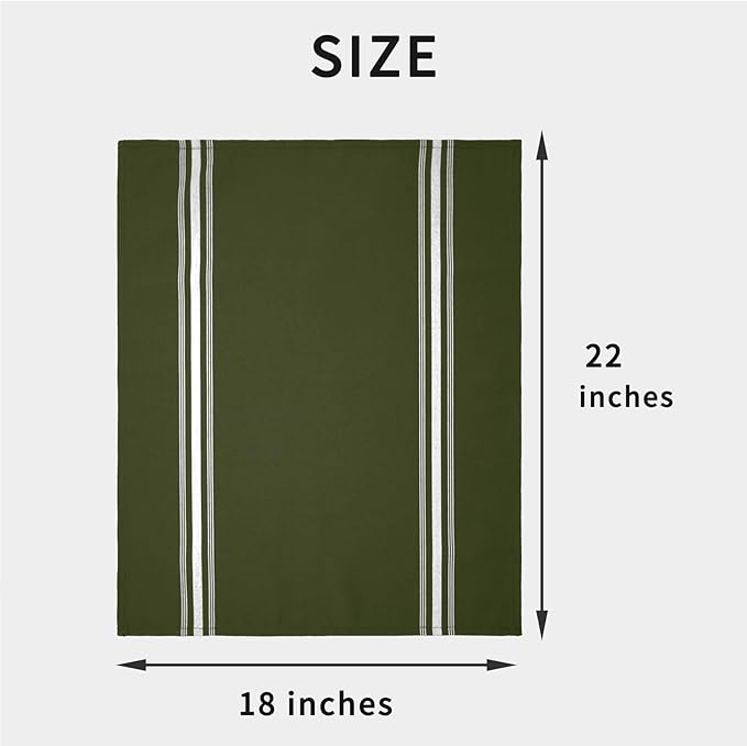 Bistro Stripe Cloth Napkins Set of 12 Pack, Dinner Napkins Cloth Washable 18 * 22 Inches, MJS Commercial Quality, Reusable Table Napkins Cloth, Non-Iron, No Fade, Sage Green White Stripes