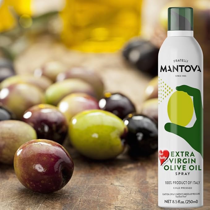 Mantova Extra Virgin Olive Oil Spray 8.5 oz. Spray Bottle - Manage Oil Amount - Great For Salads & Cooking