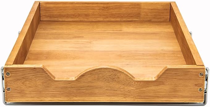 DINDON Pull Out Cabinet Organizer (17" W x 18" D) 1 Tier,Single Tier Oak Wood Under Cabinet Slide Out Shelf Drawer Box…