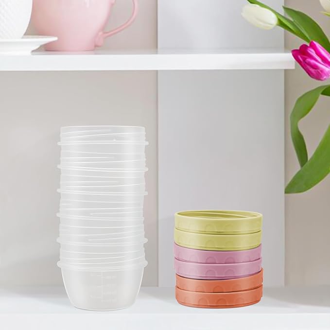 Salad Dressing Container to Go with lids,Dishwasher and Microwave Safe Tiny Condiment Containers with Graduated Lines, Reusable and Leakproof Small Sauce Containers for Lunch Box 6 Pcs 4 OZ Mixed 2