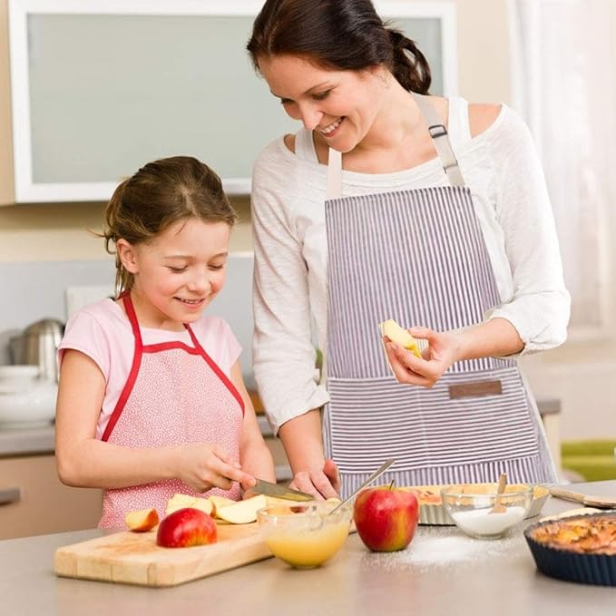 RUIBOLU Adjustable Bib Apron with 2 Pockets Cooking Kitchen Cotton Aprons for Women Men Chef Restaurant BBQ Painting