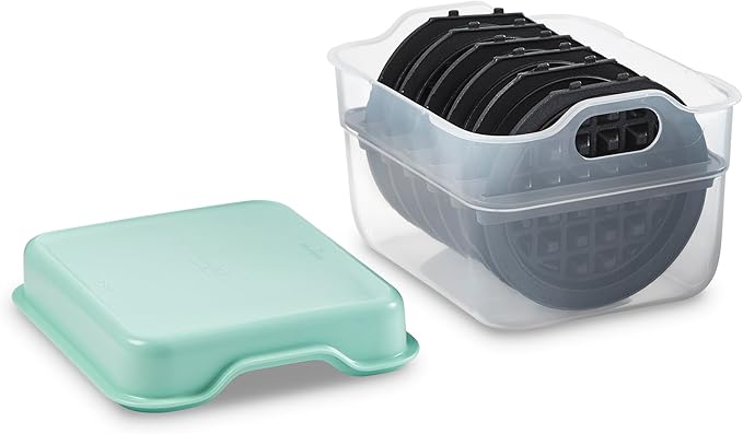 Dash MultiMaker® Mini Maker System - Compact Waffle Maker for Family Breakfasts - Removable Griddle Plates & nonstick surface - 6 Plates & Storage Case - Aqua